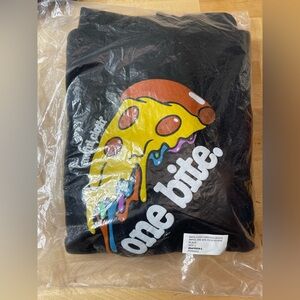 Awful Cloth One Bite Hoodie Men's L Barstool Pizza Black Pullover Sweatshirt